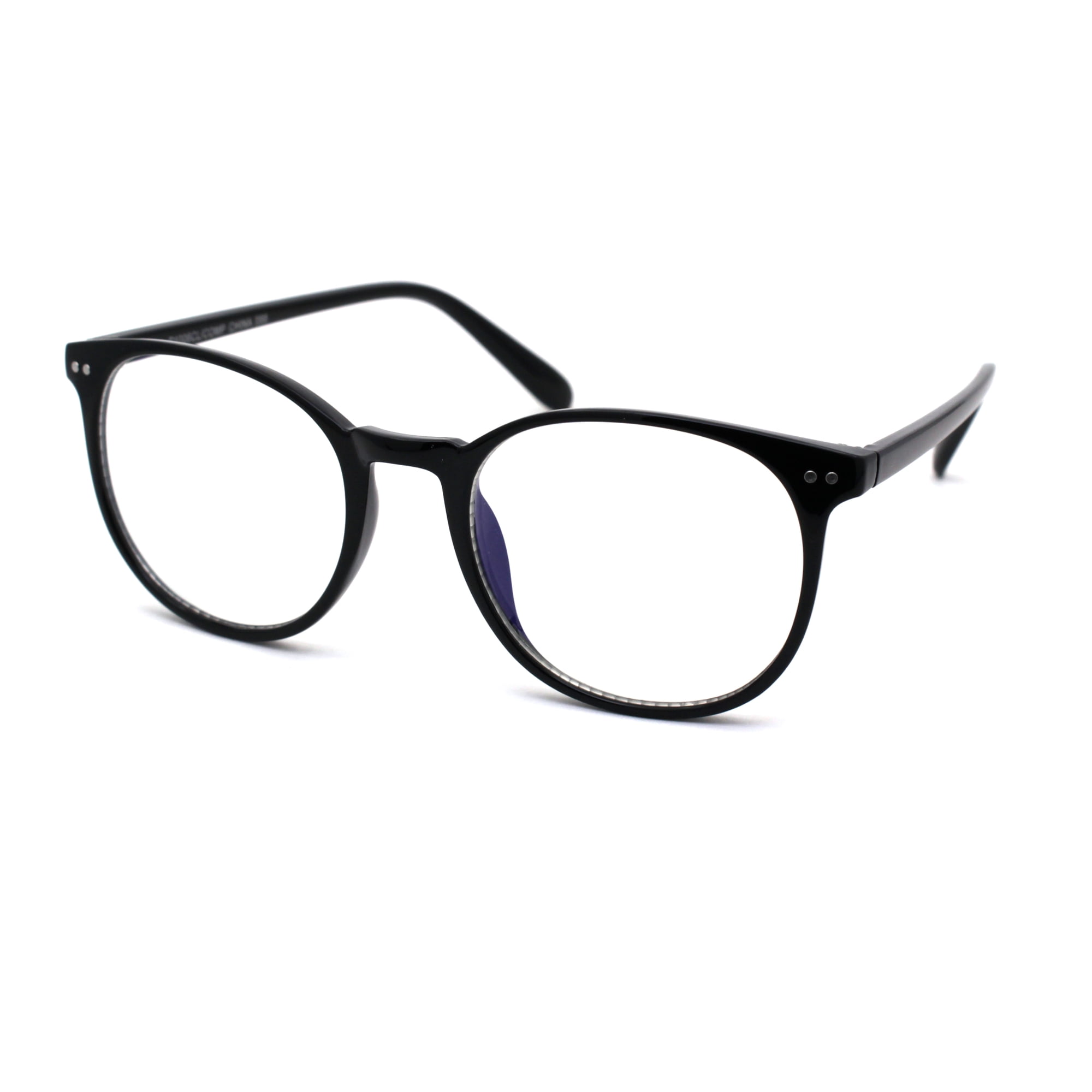 Round Keyhole Blue Light Blocking Computer Vision Protection Eye Glasses Black