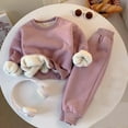 thumbnail image 2 of fatyb Boys Girls Winter Sweatsuit Fleece Lined Crewneck Pullover Sweatshirts Pants Kids Thick Clothes, 2 of 3