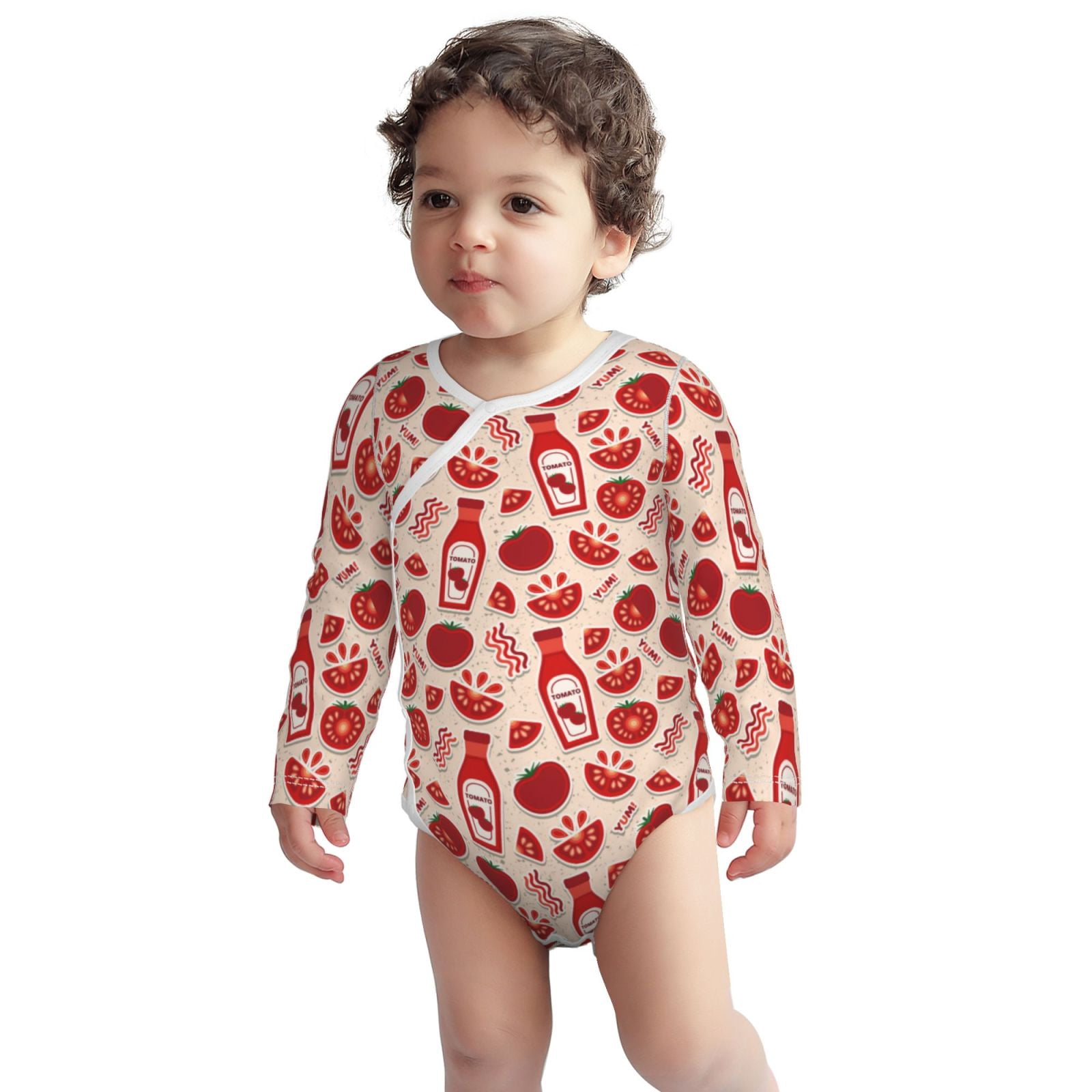 Xecao Tomatoes Print Baby unisex-baby Cotton Long-sleeve Bodysuits-18 Months