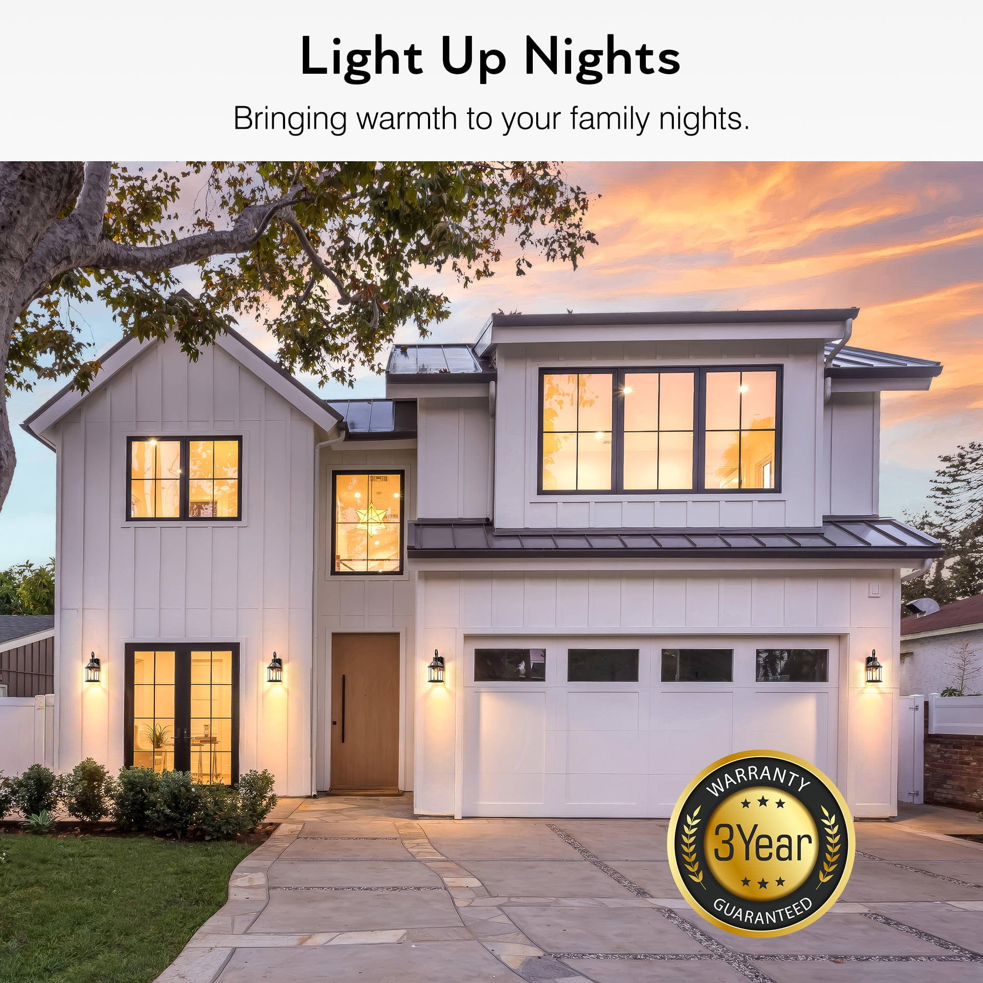 VIANIS 15.7" Large Outdoor Wall Lights, Black Exterior Lighting Fixtures with Tempered Beveled Glass, Anti-Rust Dusk to Dawn Outdoor Lighting for House, Waterproof Outdoor Sconce Lights for Porch