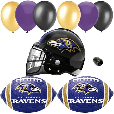 Baltimore Ravens Football Party Kit Helmet 10pc Balloon Pack Purple Gold Black