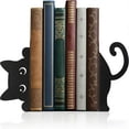 thumbnail image 1 of Bookends gato metal negro resistente a la corrosión para estantes escritorio oficina estudio, 1 of 8