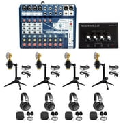 Soundcraft 4-Person Podcast Podcasting Recording Kit w/Mics+Headphones+Tripods