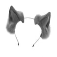 thumbnail image 4 of 2 diademas con orejas de gatito para el pelo, accesorios para fotos de cosplay navideños. gris y rosa, 4 of 9