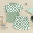 thumbnail image 3 of Bagilaanoe Baby Boy Summer Outfit Shorts Sets Short Sleeve T-Shirts Shorts Toddler Kids Checkerboard Print Clothes 0-4T, 3 of 8