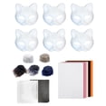 thumbnail image 4 of Kit de 6 máscaras de gato para manualidades con papel , máscaras de gato creativas en , máscaras de animales para mascaradas de Halloween, 4 of 9