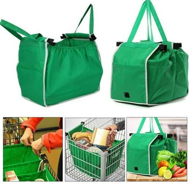 QIEZHON Reusable Shopping Trolley Bags Grab and Go Bag Collapsible Grocery Tote Bags with Handles,Clip on Shopping Cart Large 1Pack