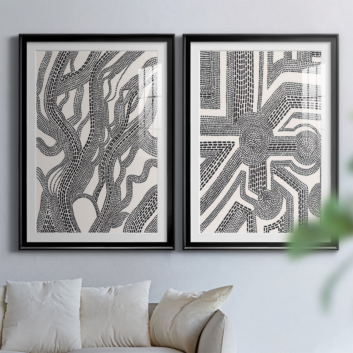 Wexford Home Dots and Dashes I Premium Framed Print, 18.5" x 24.5" - Ready to Hang, Black (Set of 2)