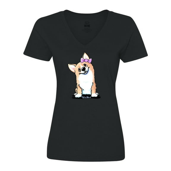 Inktastic Corgi Puppy Girl Women's V-Neck T-Shirt
