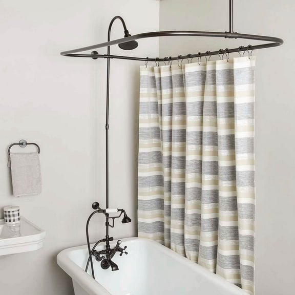 Mason Hill 54 Inch Clawfoot Tub Wall Mount Shower Enclosure with Faucet and Watering Can Shower Head