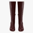 thumbnail image 4 of FSJ Women Stylish Chain High Heel Knee High Boots Rounded Closed Toe Side Zip Wide Calf Boots Fashion Casual Outing Shoes Size 8 Burgundy, 4 of 4