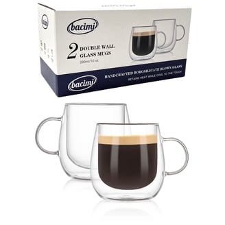 Chef's Unique Double Wall Insulated Coffee/Tea Mugs with Handle & Bamboo  Lid, Set of 4 - Walmart.com