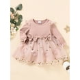 thumbnail image 2 of Bagilaanoe Toddler Baby Girl Dress Ruffle Long Sleeve A-line Princess Dresses 3M 6M 9M 12M 18M 24M 3T Kid Flower Embroidered Patchwork Tulle Skirt, 2 of 8