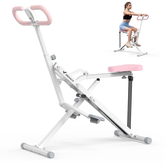 MERACH Squat Assist Trainer Foldable Squat Rider Machine for Glutes and Quads with 3 Tension Bands