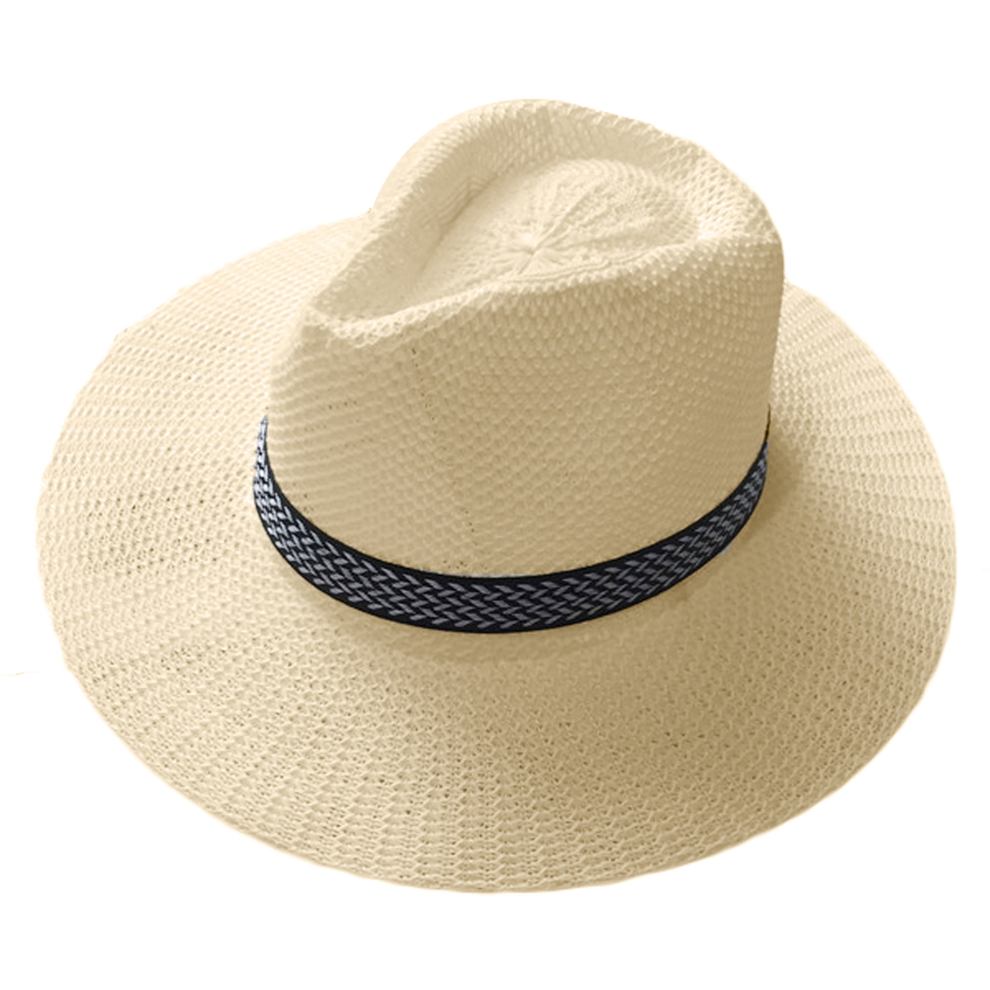 Gwiyeopda Mens Straw Panama Hats Sun Protection Summer Beach Straw Top