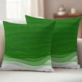 thumbnail image 2 of Ombre Green Waves Outdoor Pillow Covers 18x18 Set of 2,Waterproof Patio Throw Pillowcase Protectors,Abstract Art Gradient Modern Square Decorative Pillow Shams Cushion Covers for Seat Bed Couch Sofa, 2 of 8