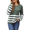 thumbnail image 2 of Womens Fall Fashion Long Sleeve Color Block Oversized Sweater Trendy Casual Crew Neck Knitted Pullover Green XL, 2 of 9
