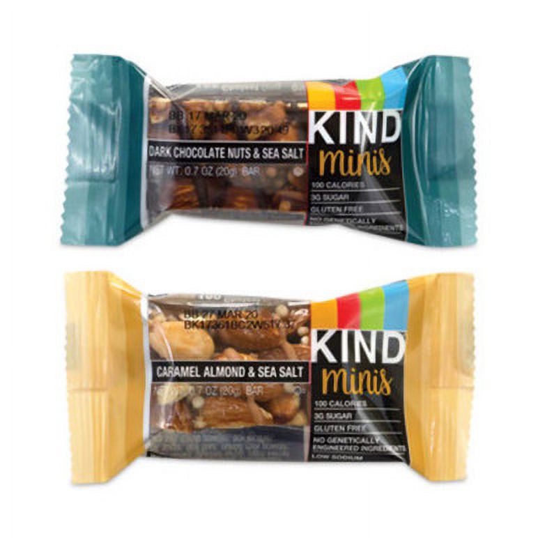 Kind Minis, Dark Chocolate Nuts Sea Salt/Caramel Almond Nuts Sea Salt, 0.7 Oz Bar, 32 Bars/Box
