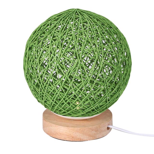 Bewildely Twine Lampshade Light Wood Lámpara de noche decorativa Lámpara de pantalla tejida a mano para el hogar y la oficina Iluminación navideña No. 4 Bewildely HA026875-04
