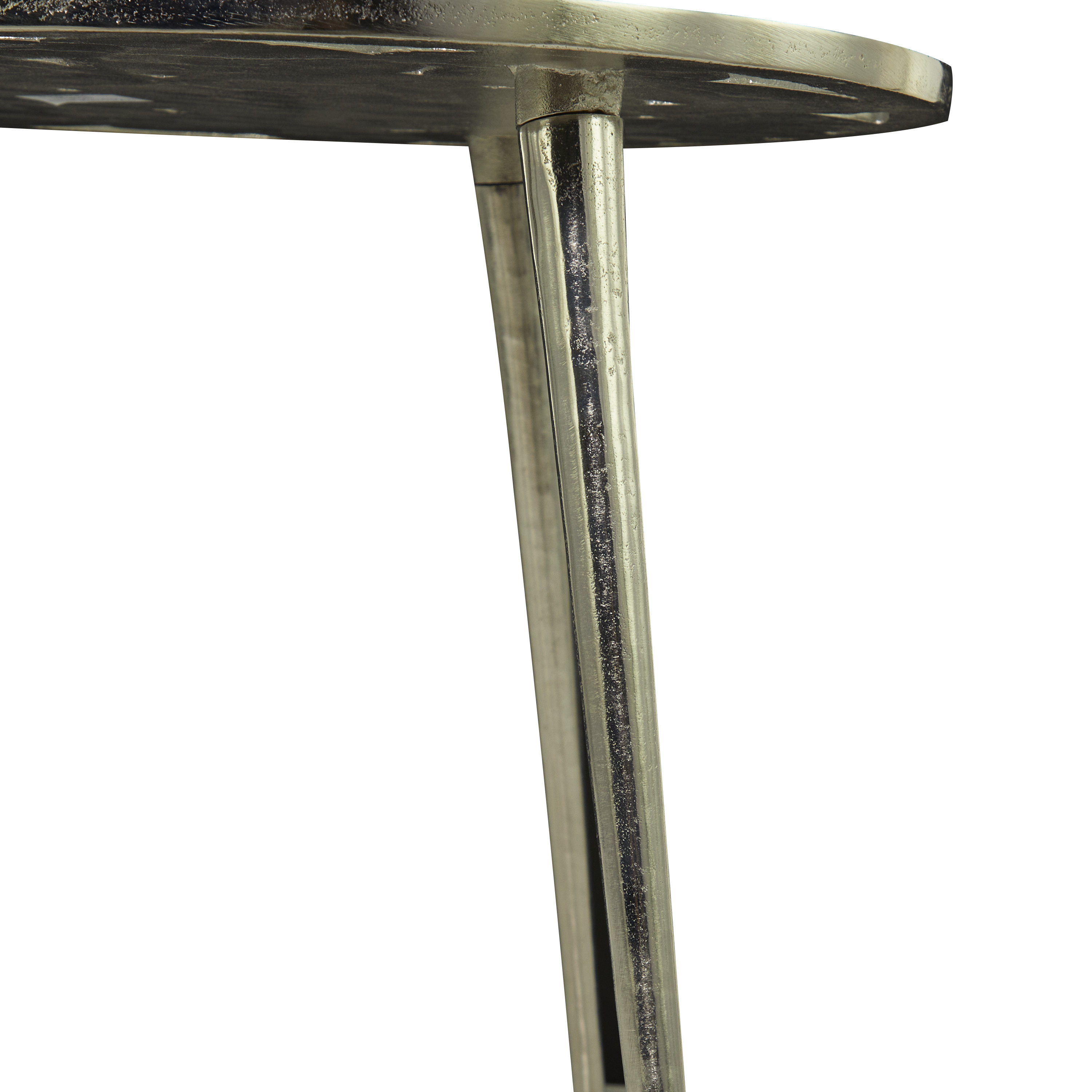 DecMode 20" x 22" Silver Aluminum Accent Table with Clear Glass Top, 1-Piece