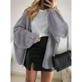 thumbnail image 5 of Women'S Oversized Cardigan Sweaters Fall Long Lantern Sleeve Knit Open Front Sweater Grey L, 5 of 10