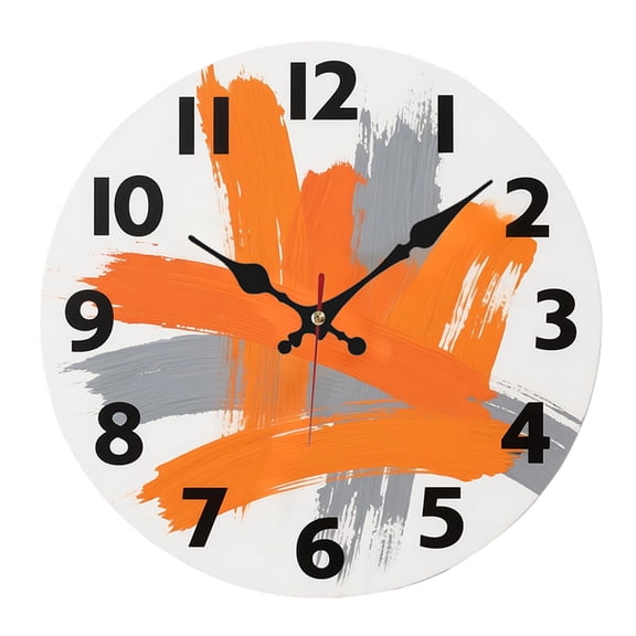 1pc, Rustic Orange & Grey Gradient Pattern Wooden Wall Clock, Silent Non-Ticking, Ideal For Gift, Living Room & Bedroom Decor, The Perfect Gift For Mother'S Day And Weddings