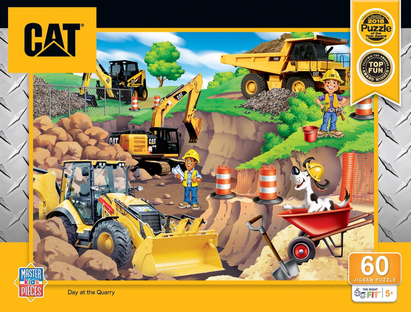 MasterPieces 60 Piece Kids Jigsaw Puzzle - CAT Day at the Quarry - 14'x19'