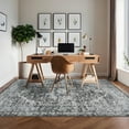 thumbnail image 3 of Washable Living Room Rug, Large Vintage Printed Accent Carpet with Non-Slip Backing, Medallion Low Pile Indoor Mat, Oriental Distressed Floor Cover for Bedroom, Office, 3 of 12