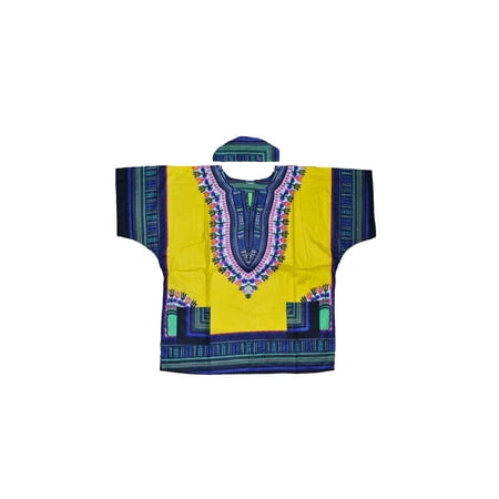 - Men's Traditional African Dashiki Shirt & Cap Set: White, Orange, Pink (OS) W4