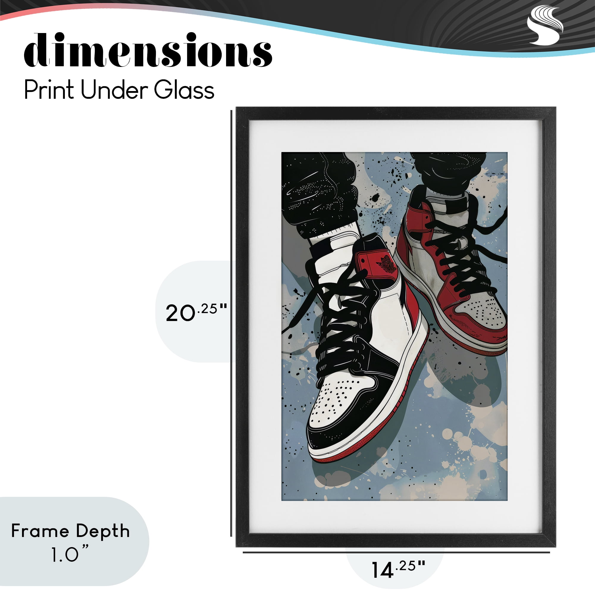 Stupell Industries Casual Streetwear Sneakers Black Framed Print Under Glass, design by Ray Powers