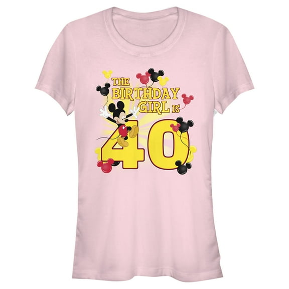 Junior's Mickey & Friends The Birthday Girl is 40 Graphic Tee Light Pink Small