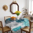 thumbnail image 3 of Teal Grey Table Cloth Waterproof Tablecloths, Abstract Art Oil Painting Modern Geometric Tablecloth Dining Table Cover for Kitchen Party Tabletop Outdoor, Square Tablecloth 54x54 Inch, 3 of 9