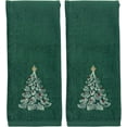thumbnail image 4 of Serafina Home Christmas Bathroom Hand Towels – Set of 2 Green 100% Cotton Embroidered Christmas Tree with Red Ornaments & Gold Star Design – 25 x 16” Decorative Bath & Kitchen Towels, 4 of 6
