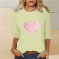 thumbnail image 2 of Penkiiy Valentines Day Shirts Women Cute Heart Shirt Casual Valentines Shirts for Women Long Sleeve Graphic Tees Tops M Khaki, 2 of 5