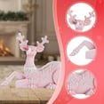 thumbnail image 6 of CoudarTitie Christmas Reindeer Statue Animal Adornment Home Decor for Porch Patio Office Pink Sitting, 6 of 9
