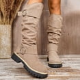 thumbnail image 4 of Wowcloth Women's Suede Round Toe Thick Sole Boots – Comfortable Versatile Buckle Decoration with Plush Lining for Warmth, Casual and Everyday Fashion Wear, 4 of 5