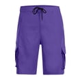 thumbnail image 5 of Resicozy Mens Cargo Shorts Lightweight Elastic Waist Knee Length Bermuda Shorts with Pockets Summer Short Cargo Pants Dark Purple 3XL, 5 of 7