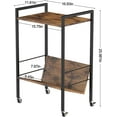 thumbnail image 3 of Vinyl Record Player Stand Table w/Wheel Storage Shelf Small End Table Book Shelf, 3 of 7