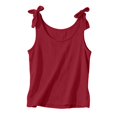 thumbnail image 4 of Comdrip Women's Bow-Shoulder Tank Cotton 2026 Summer Fall Floppy Breathable Casual Plus Size Tank Top with Bow Tie Straps Wine Xl, 4 of 9