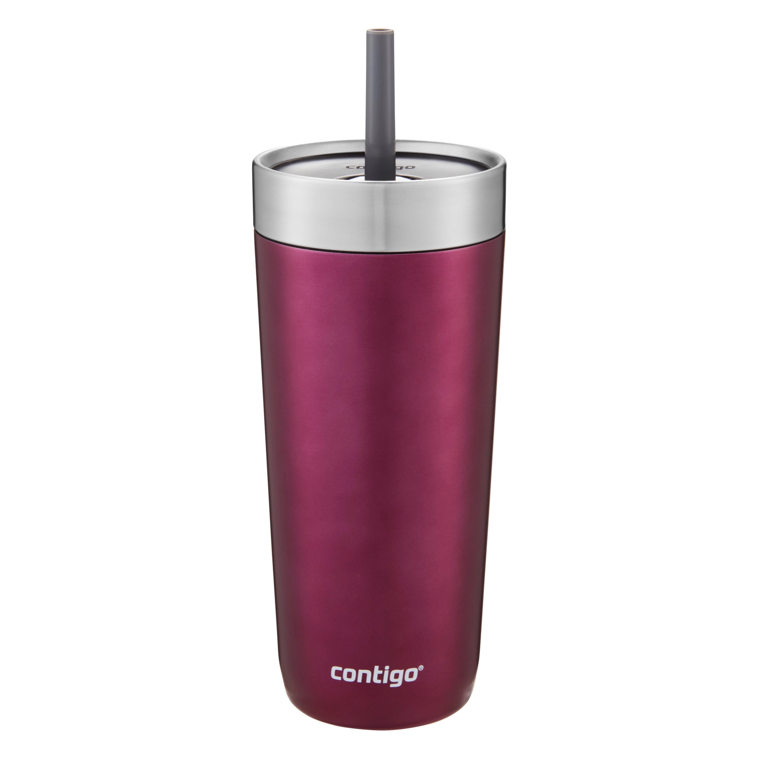 Contigo Luxe Stainless Steel Insulated Travel Tumbler With Spill Proof Lid And Straw 18 Oz Licorice Walmart Com Walmart Com