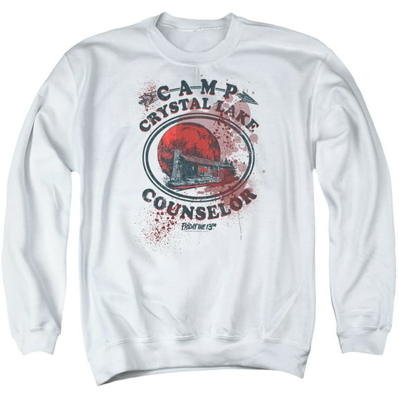 Trevco Sportswear WBM638-AS-6 Friday The 13th Camp Counselor Victim Adult Crewneck Sweatshirt, White - 3X