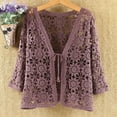 thumbnail image 2 of Womens Coats Lightweight Crochet Lace Tie Front Cardigan Fall Outfit, 2 of 3