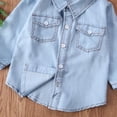 thumbnail image 5 of Franhais Baby Boys Girls Solid Color Shirt Adjustable Sleeve Button Down Denim Blouse Casual Top, 5 of 5