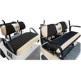 thumbnail image 2 of 10L0L Golf Cart Front + Rear Seat Cover Set for EZGO TXT RXV & Club Car DS 4 Passenger Models,Breathable Washable Polyester Mesh Cloth Seat Cover-Black Beige (S+XS), 2 of 7
