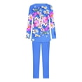 thumbnail image 4 of Puntoco Conjunto De Camiseta Y Pantalones Largos Con Cuello Redondo Y Manga Larga Con Estampado Informal Para Mujer, Color Azul Claro S, 4 of 5