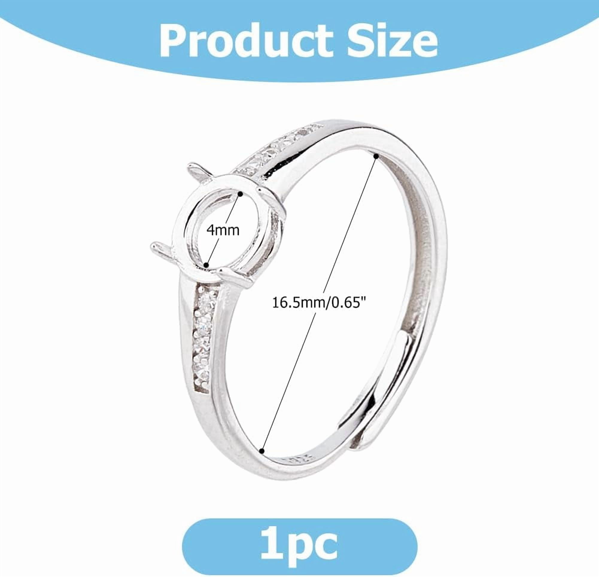 1pc 925 Sterling Silver Claw Rings Adjustable CZ Ring Base Blank 4 Claw Prong Ring Settings Golden Finger Rings Components for DIY Ring Findings Jewelry Making Gold