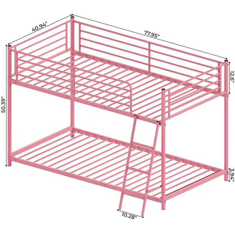 Zimtown Twin-over-Twin Low Profile Junior Bunk Bed, Pink - Walmart.com