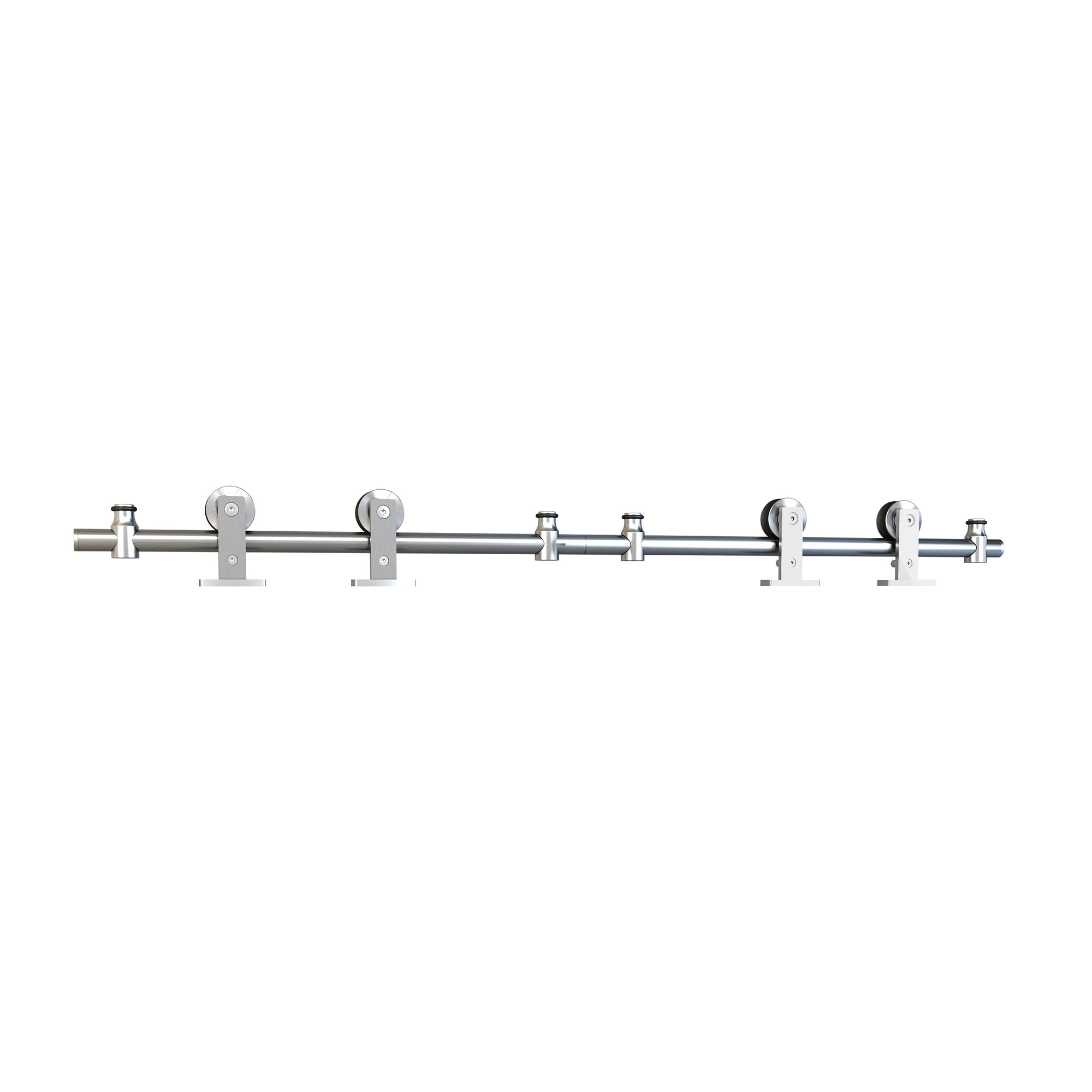 Architectural Products by Outwater Barn Door Stainless Steel-304 Grade-Sliding Rolling Barn Door Hardware Kit for Double Wood Doors with Routed Floor Guides - image 3 of 6