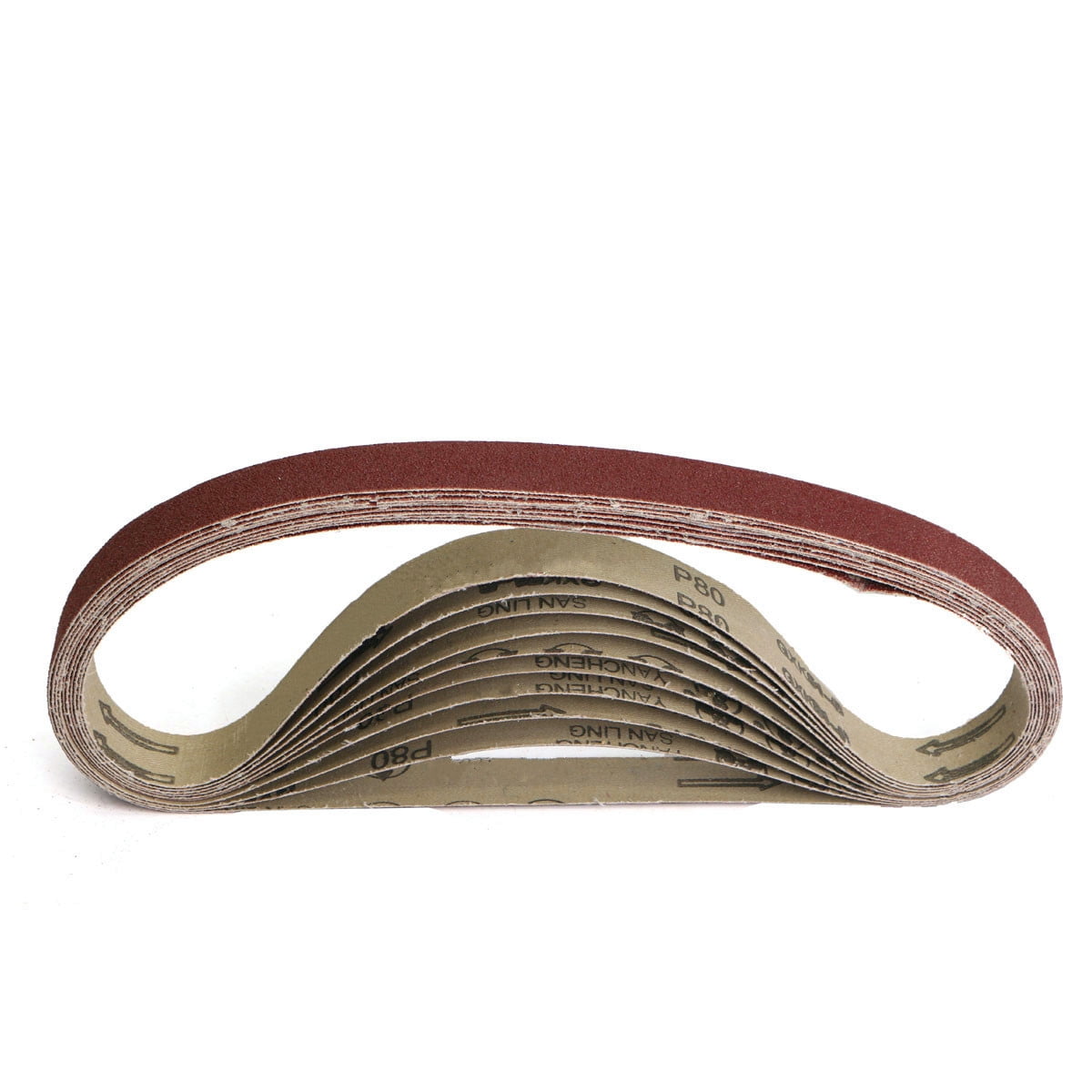 10 Pack 1/'/' x 30/'/' Sanding Belts Al Oxide 760 x 25mm 80 Grit