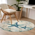 thumbnail image 4 of Small Round Rug 3Ft Washable Non-Slip, Teal Starfish Coastal Circle Area Rugs for Living Room Bedroom, Vintage Summer Beach Nautical Indoor Floor Mats Carpet Runner for Home Decor, 4 of 8